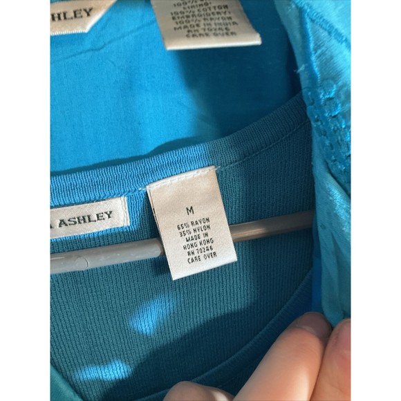 Laura Ashley Women’s M Blue Silk Jacket Shirt Combo Embroidered Beaded Vintage - Picture 6 of 12